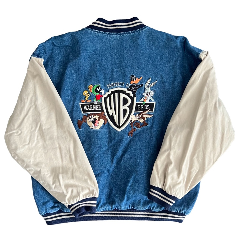 1999 Vintage- Looney Tunes/ Warner Bros Denim Varsity Jean Jacket- Large